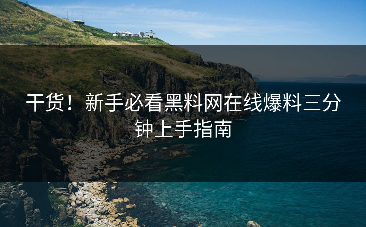 干货！新手必看黑料网在线爆料三分钟上手指南