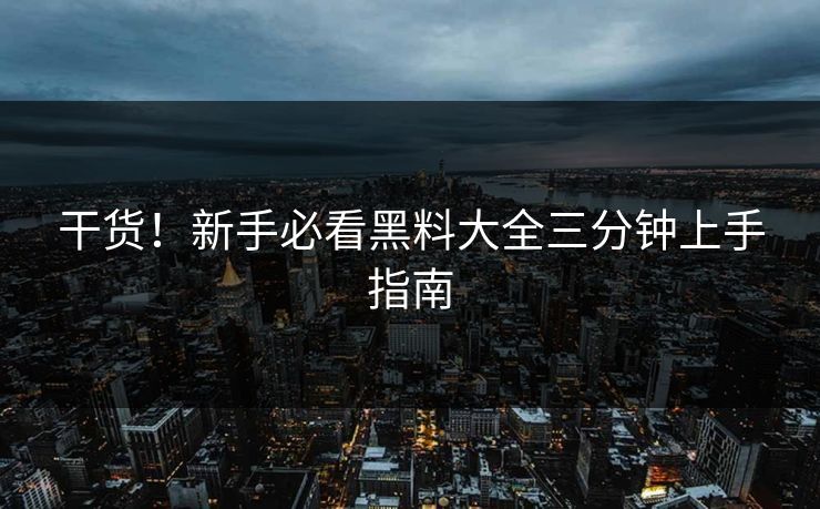 干货！新手必看黑料大全三分钟上手指南