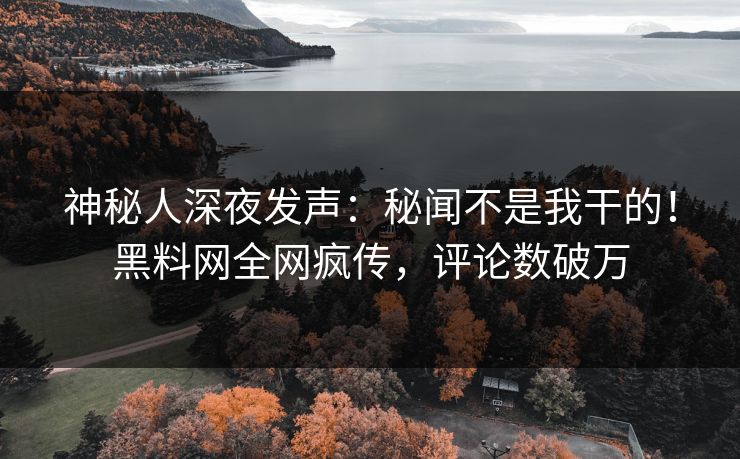 神秘人深夜发声：秘闻不是我干的！黑料网全网疯传，评论数破万