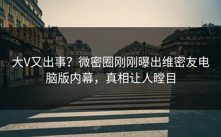 大V又出事？微密圈刚刚曝出维密友电脑版内幕，真相让人瞠目