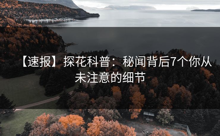 【速报】探花科普：秘闻背后7个你从未注意的细节