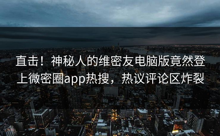 直击！神秘人的维密友电脑版竟然登上微密圈app热搜，热议评论区炸裂