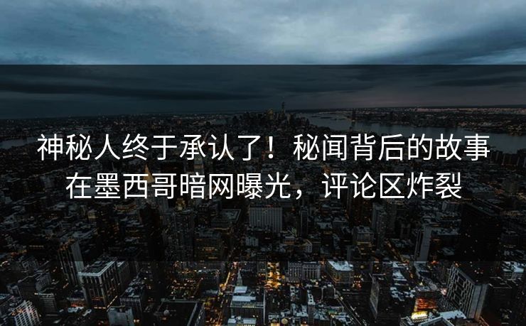 神秘人终于承认了！秘闻背后的故事在墨西哥暗网曝光，评论区炸裂