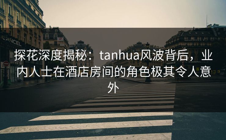 探花深度揭秘：tanhua风波背后，业内人士在酒店房间的角色极其令人意外