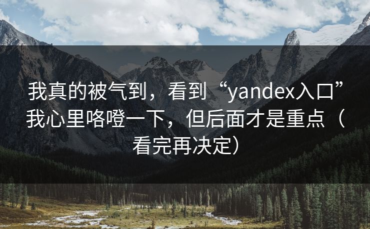 我真的被气到，看到“yandex入口”我心里咯噔一下，但后面才是重点（看完再决定）