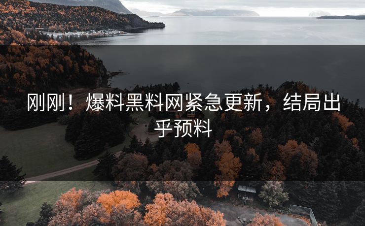 刚刚！爆料黑料网紧急更新，结局出乎预料