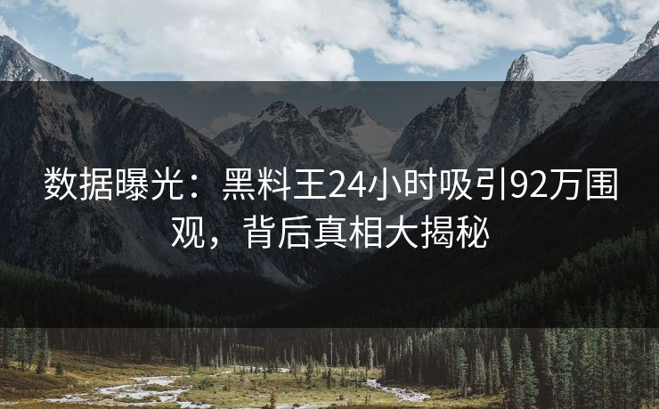 数据曝光：黑料王24小时吸引92万围观，背后真相大揭秘