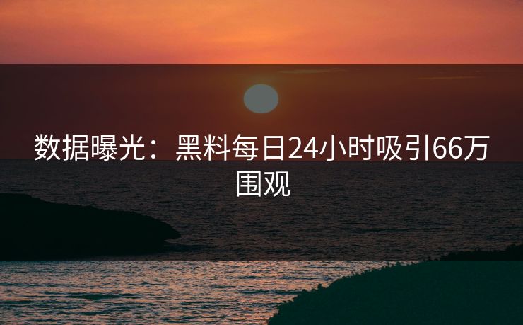 数据曝光：黑料每日24小时吸引66万围观