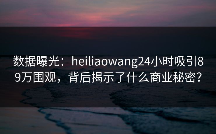 数据曝光：heiliaowang24小时吸引89万围观，背后揭示了什么商业秘密？