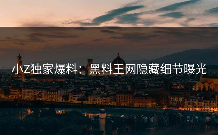 小Z独家爆料：黑料王网隐藏细节曝光