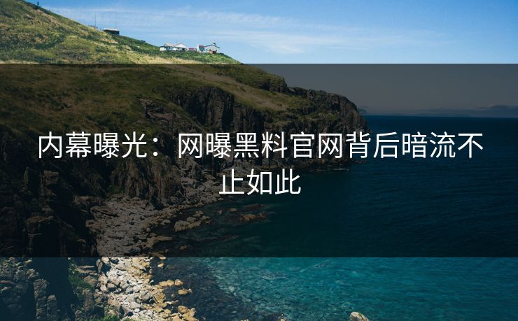 内幕曝光：网曝黑料官网背后暗流不止如此