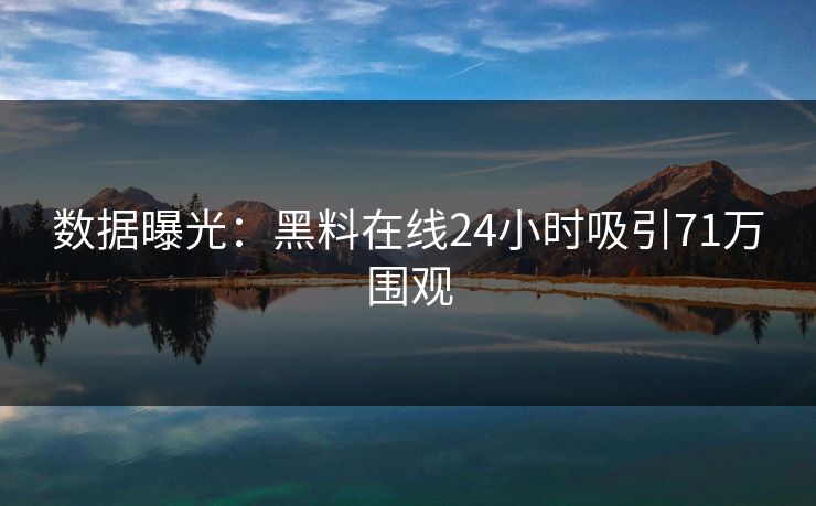 数据曝光：黑料在线24小时吸引71万围观
