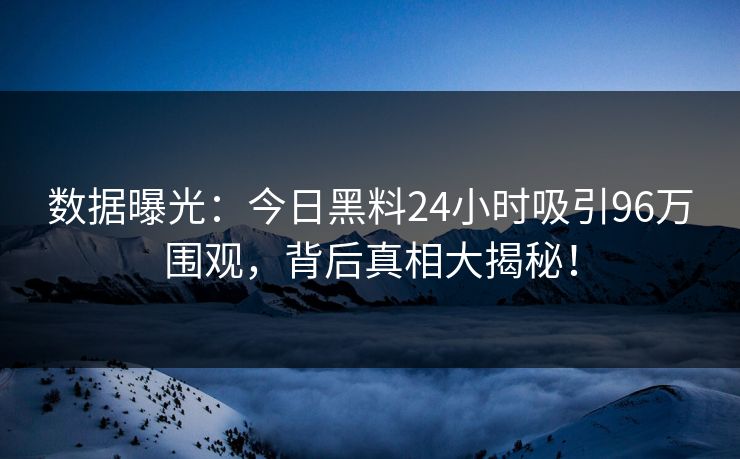 数据曝光:今日黑料24小时吸引96万围观,背后真相大揭秘!