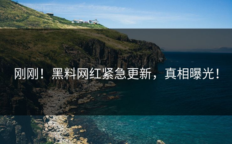 刚刚！黑料网红紧急更新，真相曝光！